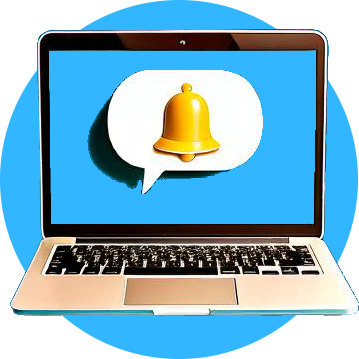 A laptop with notifications